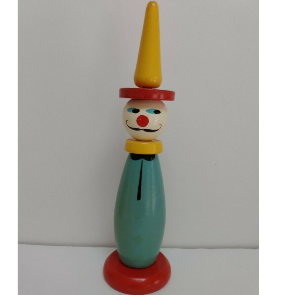 Vtg France Wood clown Soldier Folk Art Nursery